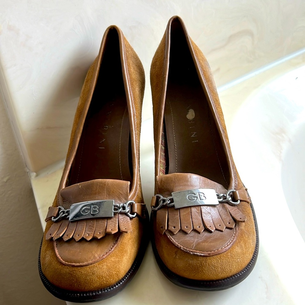 Gianni Bino loafer heels suede pumps
